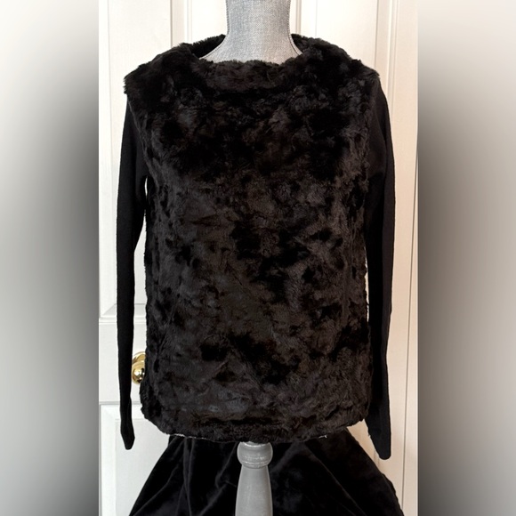 ZARA Faux Fur Long Sleeve Sweater- Sz S - Picture 1 of 8